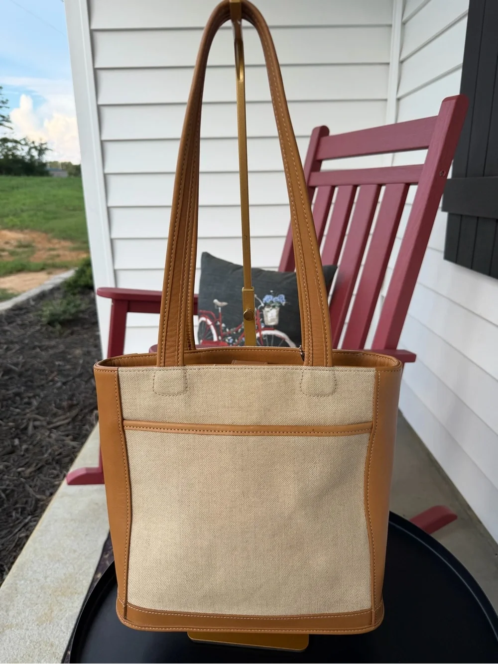 Rare 1999 Vintage Coach Bleecker Tote USA Bag Italian Cotton Linen & British Tan